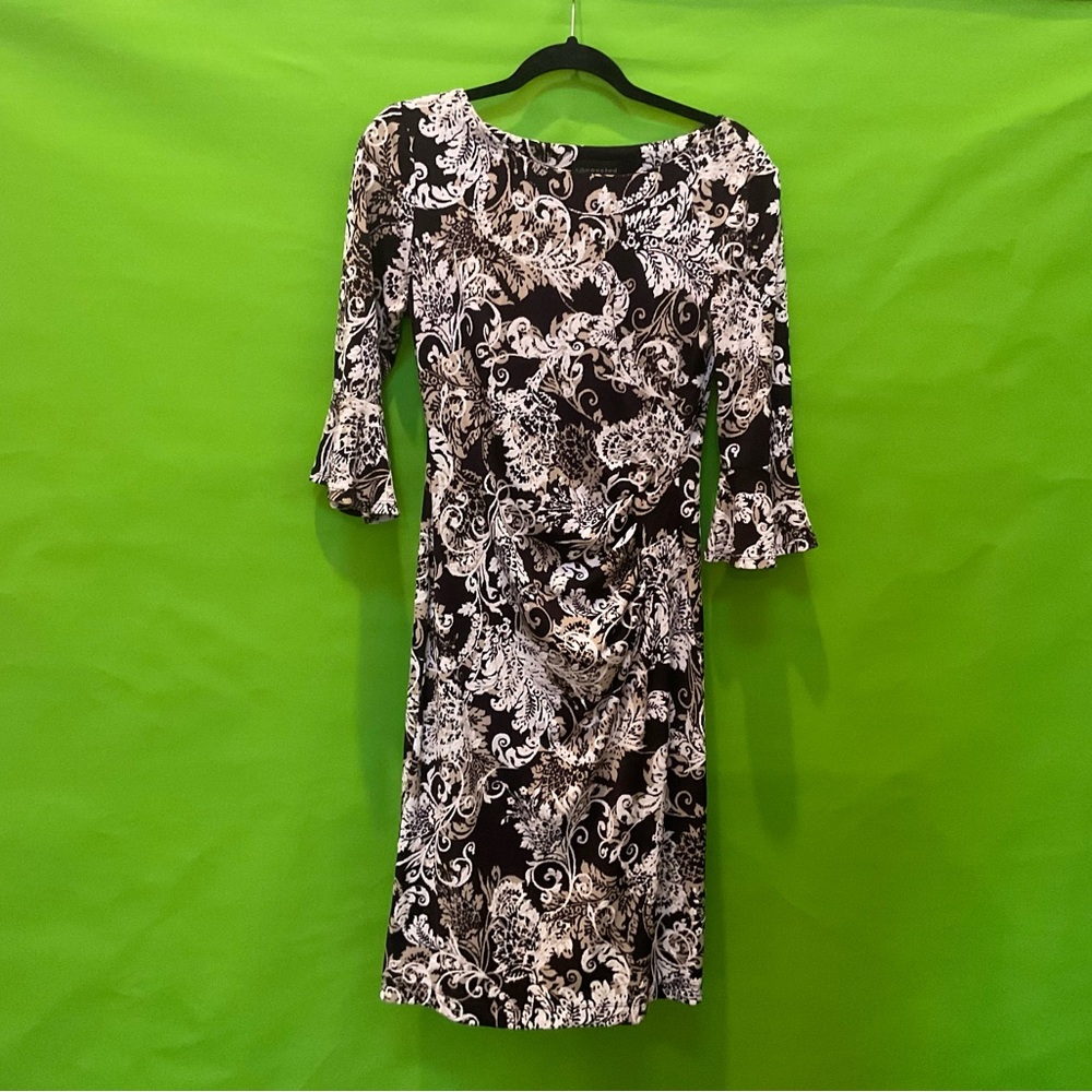Connected Apparel Dress 
Brown, Tan & Cream with Design